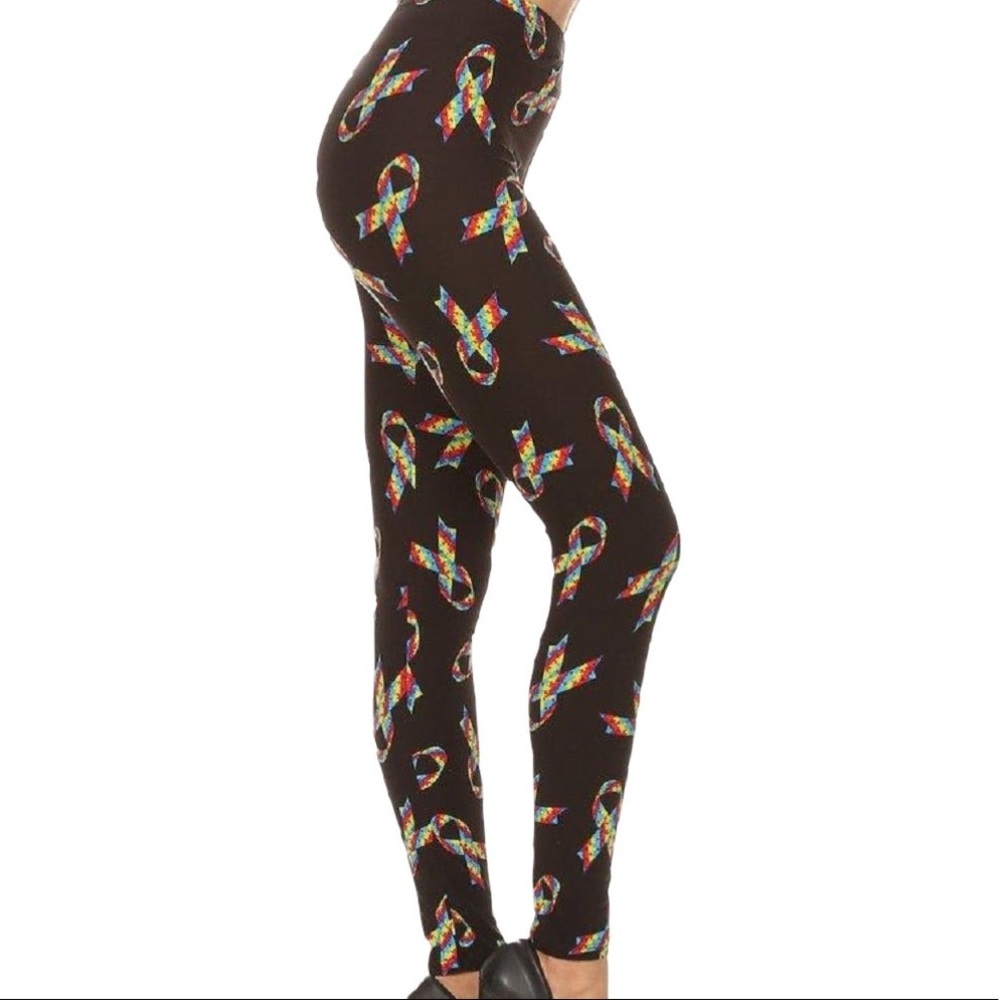 Autism Ribbon Ultra Soft Leggings One size 2-12 or Plus 12-18